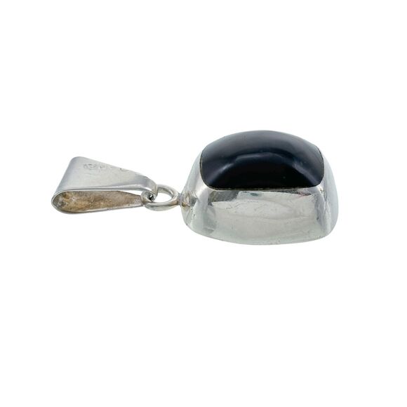 Vintage Mexico Taxco TZ-17 Sterling Silver 925 Black Onyx Slide Pendant - Picture 2 of 5
